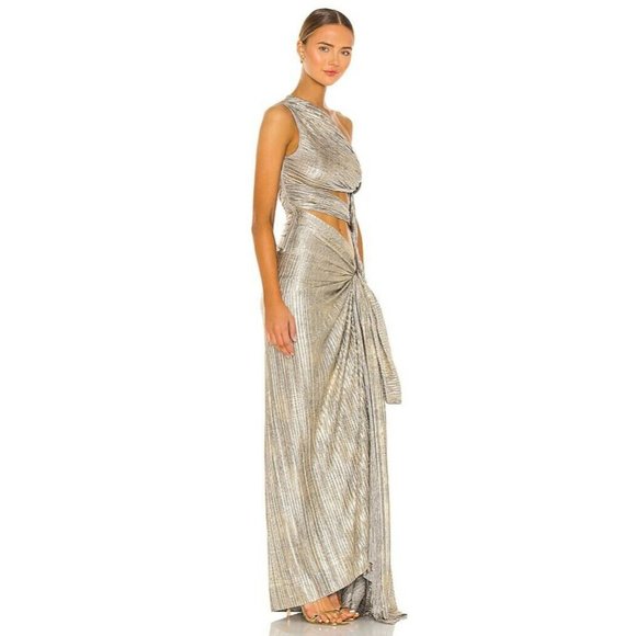Bronx and Banco Gaia Gown Pebble Metallic Cut Out Party XS NWT $895 - Picture 2 of 10